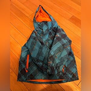 Columbia Interchange waterproof Blue orange kids raincoat full zip hood size 4/5